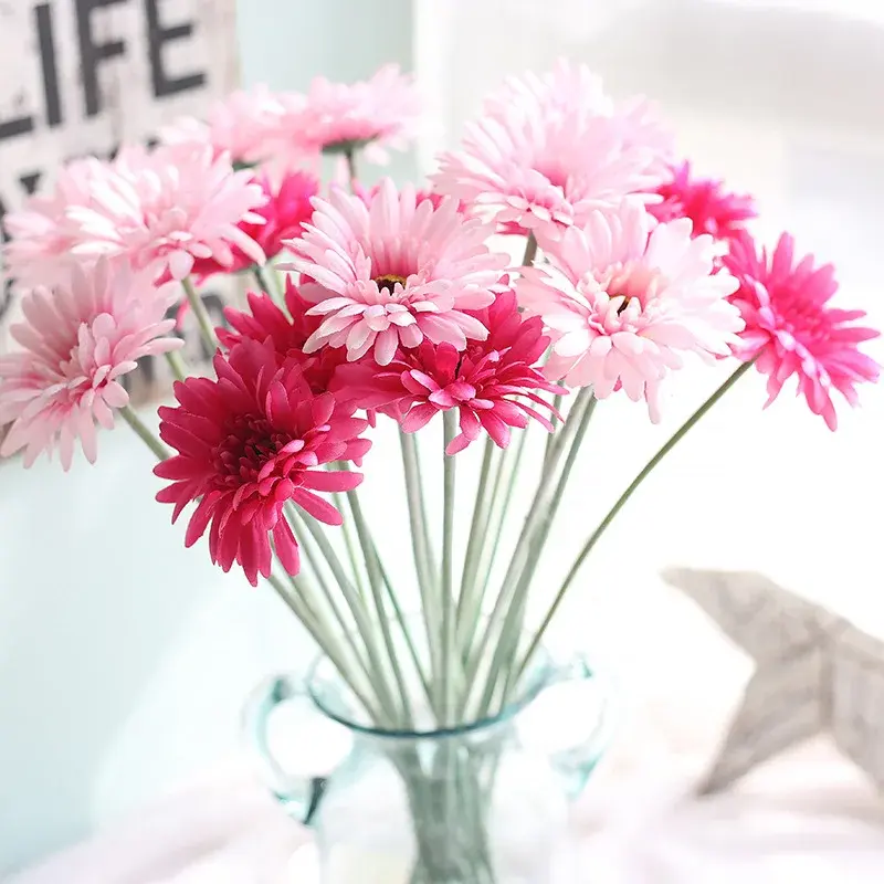 55cm Artificial Gerbera Flower Branch Silk Sunflower Home Garden Decoration Wedding Christmas Festival Party Supplies Flores