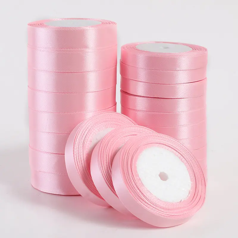 25Yards Pink Silk Satin Ribbons 0.6cm-5cm Partys Christmas Wedding Decorative Craft Supplies DIY Apparel Sewing Supplies