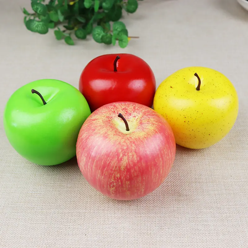 8cm Simulation Fruit Apple Plastic Fake Red Green Yellow Apples Photo Props Fruit Home Artificial Varietal Shop Model Decoration