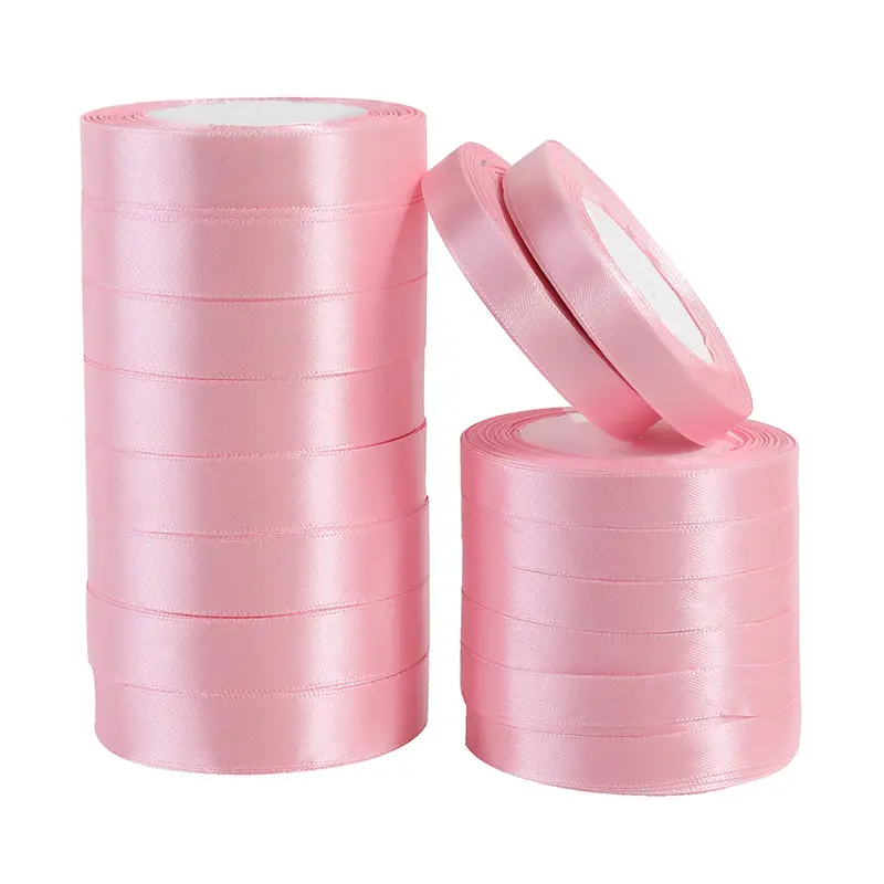 25Yards Pink Silk Satin Ribbons 0.6cm-5cm Partys Christmas Wedding Decorative Craft Supplies DIY Apparel Sewing Supplies