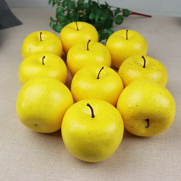 8cm Simulation Fruit Apple Plastic Fake Red Green Yellow Apples Photo Props Fruit Home Artificial Varietal Shop Model Decoration
