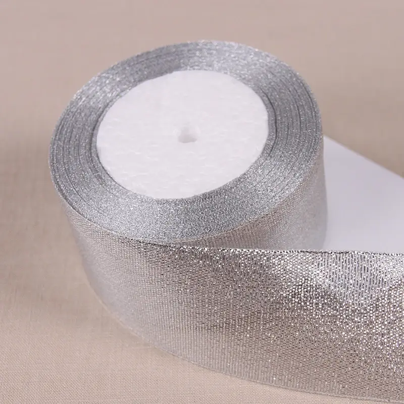 6mm 10mm 15mm 20mm 25mm 40mm 50mm 25Yards Gold Silver Glitter Ribbons Wedding Gift Wrapping Christmas Halloween Party DIY Crafts