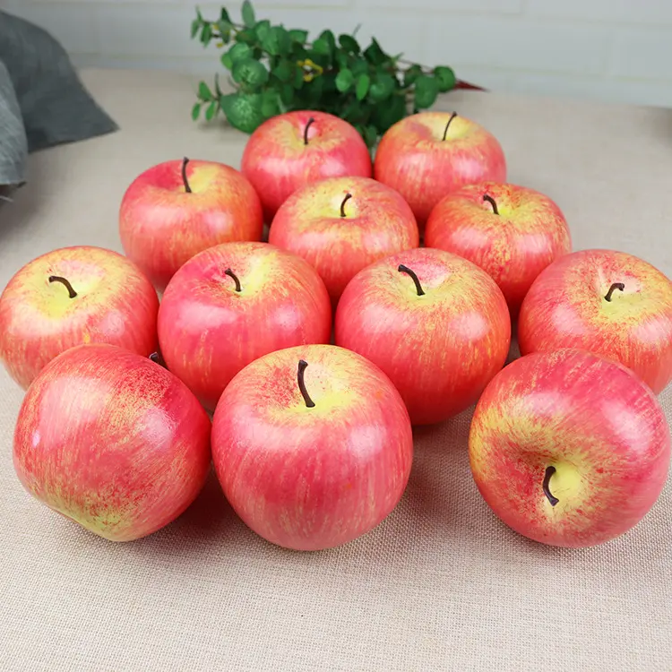 8cm Simulation Fruit Apple Plastic Fake Red Green Yellow Apples Photo Props Fruit Home Artificial Varietal Shop Model Decoration