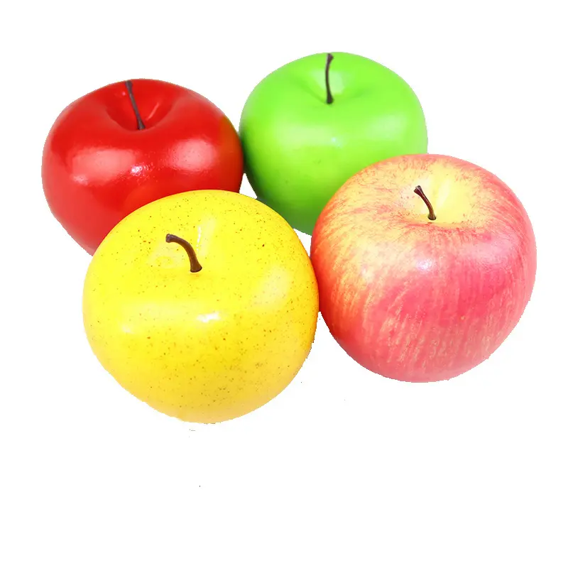 8cm Simulation Fruit Apple Plastic Fake Red Green Yellow Apples Photo Props Fruit Home Artificial Varietal Shop Model Decoration