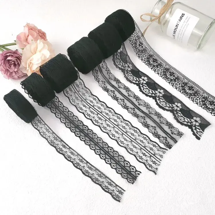10 Yards/roll Black Lace Fabric Ribbon DIY Webbing Decoration Packing Material Dress Clothing Lace Accessories