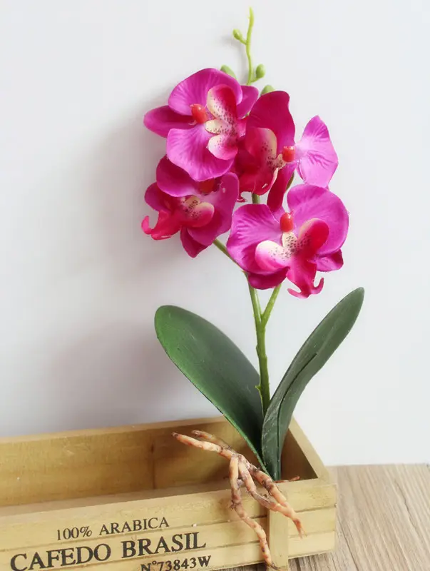 28cm 4Heads Artificial Butterfly Orchid Flower Branch Home Garden Decoration DIY Wedding Flower Wall Arches Fake Flowers Flores