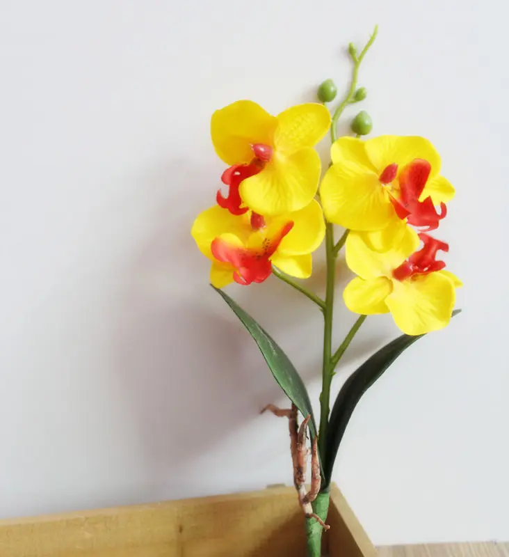 28cm 4Heads Artificial Butterfly Orchid Flower Branch Home Garden Decoration DIY Wedding Flower Wall Arches Fake Flowers Flores