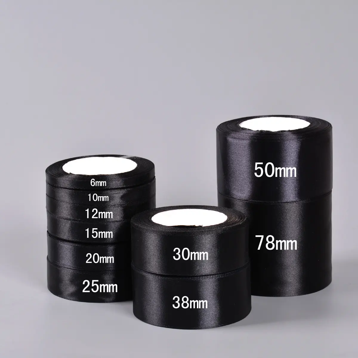 1pcs Black Satin Ribbon 22meters 6mm 10mm 15mm 20mm 40mm 50mm Wedding Party Bow Craft Decor Handmade DIY Apparel Sewing Supplies