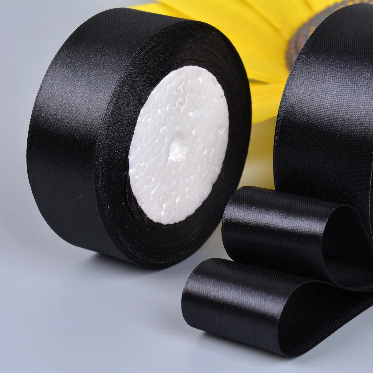 1pcs Black Satin Ribbon 22meters 6mm 10mm 15mm 20mm 40mm 50mm Wedding Party Bow Craft Decor Handmade DIY Apparel Sewing Supplies