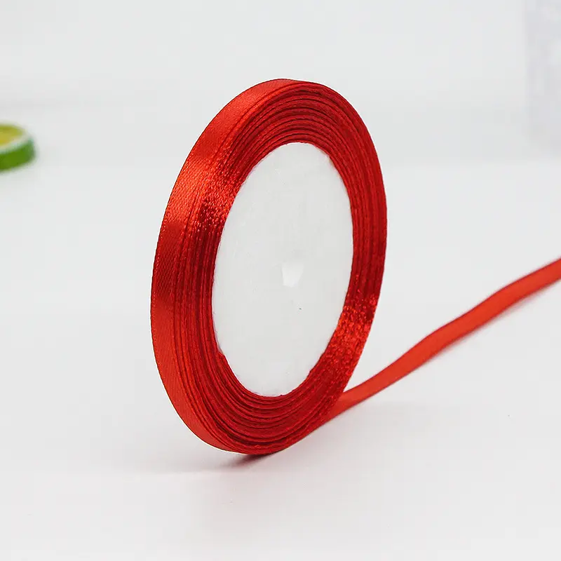 25Yards Red Satin Ribbons 0.6cm 1cm 1.2cm 1.5cm 2cm 2.5cm 4cm 5cm Handmade DIY Wedding Bow Party Decoration Gift Wrapping Ribbon