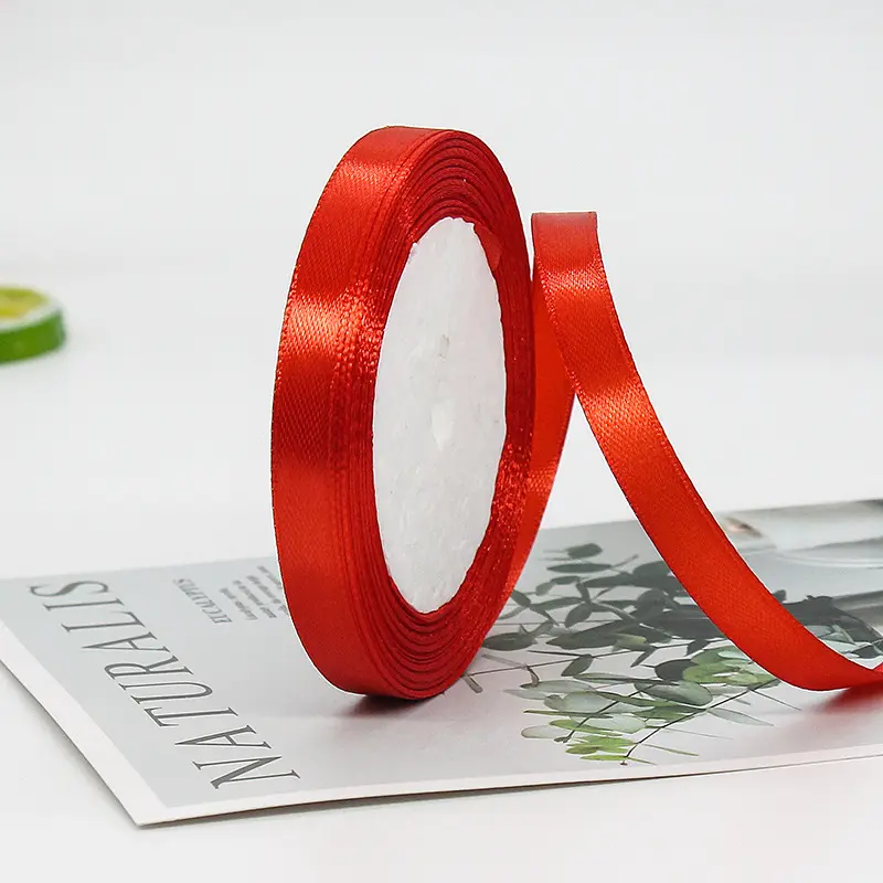 25Yards Red Satin Ribbons 0.6cm 1cm 1.2cm 1.5cm 2cm 2.5cm 4cm 5cm Handmade DIY Wedding Bow Party Decoration Gift Wrapping Ribbon