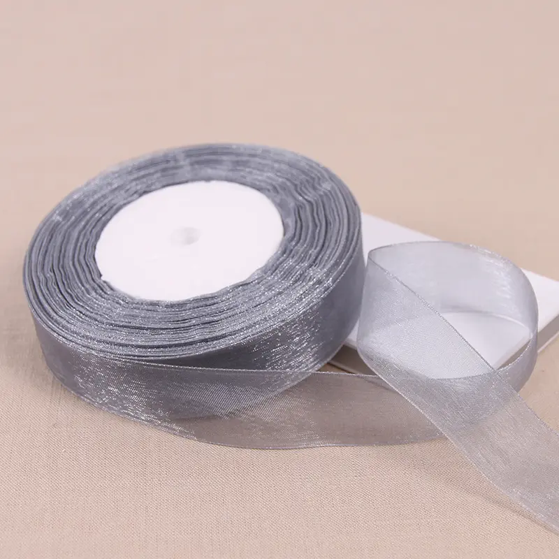 15mm 20mm 25mm 40mm 50mm Gray Organza Ribbon 45Meters/Roll DIY Crafts Supplies Wedding Decoration Valentine's Day Gift Wrapping