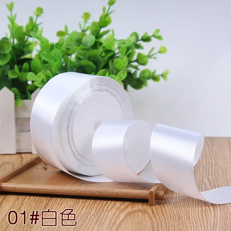 6mm 1cm 1.5cm 2cm 2.5cm 4cm 5cm White Satin Ribbons DIY Crafts Material Christmas Birthday Party Cake Gifts Packaging Ribbons