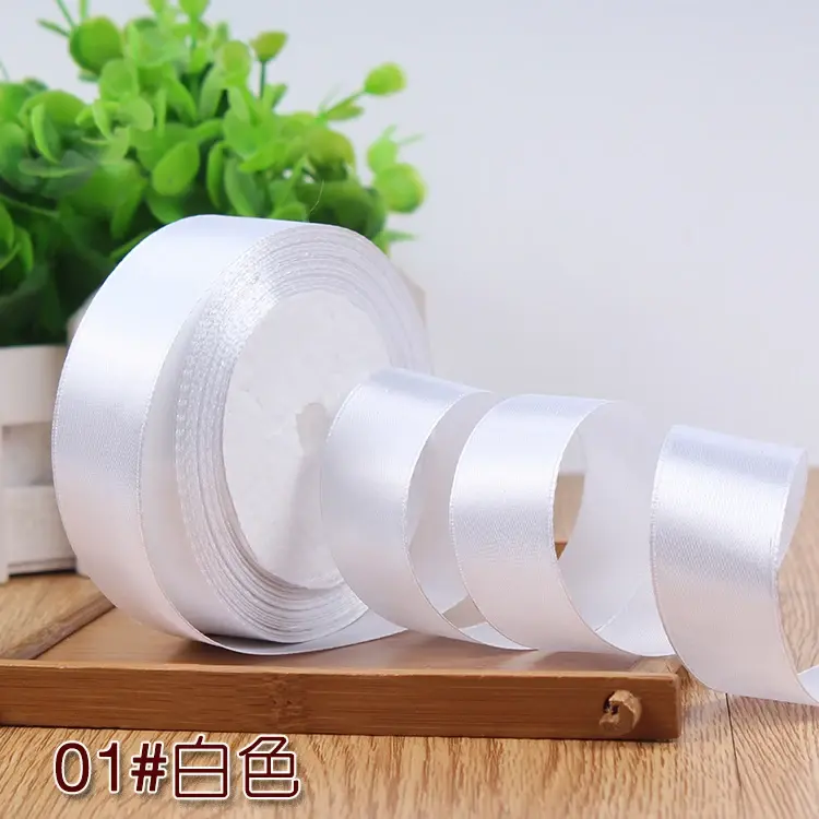 6mm 1cm 1.5cm 2cm 2.5cm 4cm 5cm White Satin Ribbons DIY Crafts Material Christmas Birthday Party Cake Gifts Packaging Ribbons