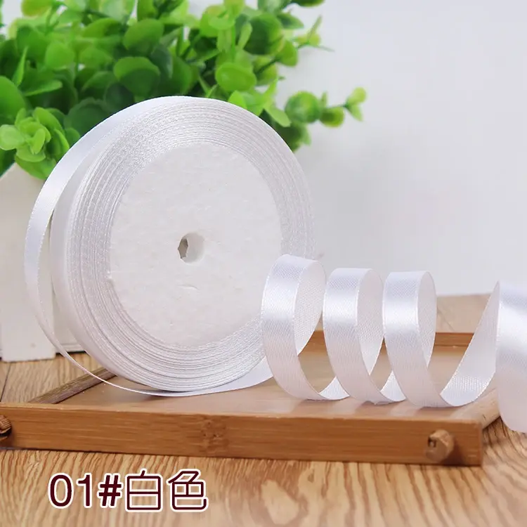6mm 1cm 1.5cm 2cm 2.5cm 4cm 5cm White Satin Ribbons DIY Crafts Material Christmas Birthday Party Cake Gifts Packaging Ribbons