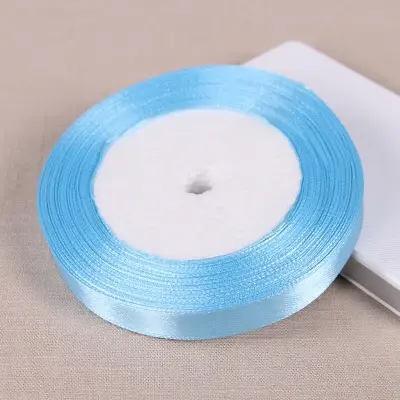 (25 Yards/roll) 10/15/20/25/40/50mm Sky Blue Single Face Satin Ribbon Party Decoration Gift Wrapping Christmas Ribbons Sewing
