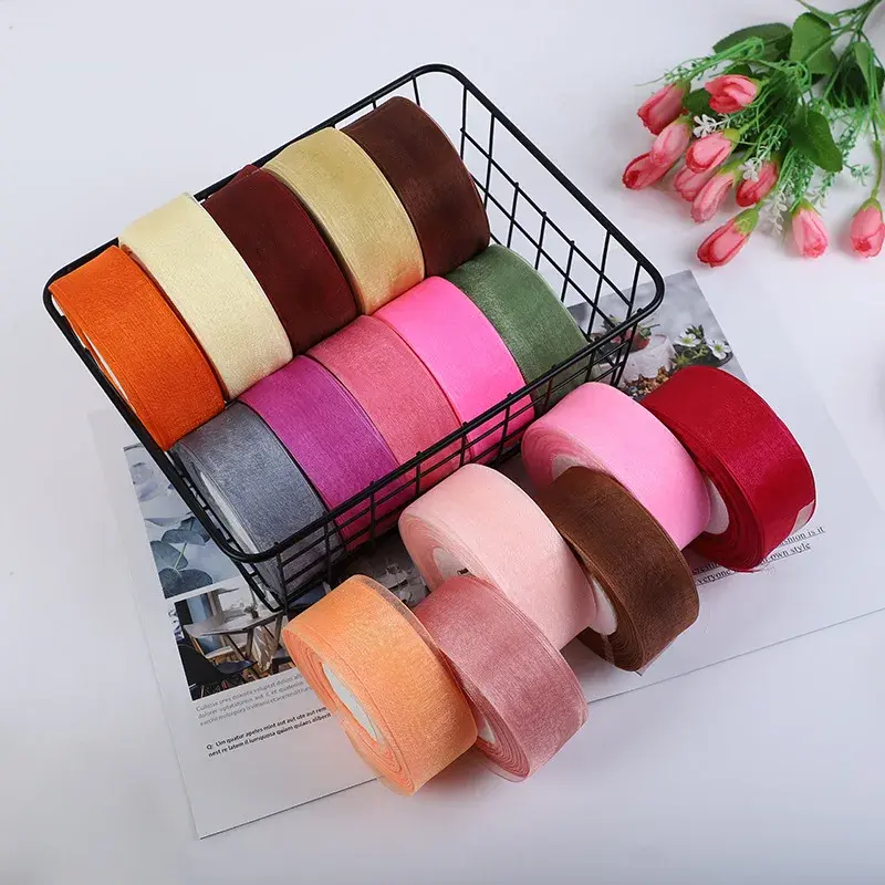 12mm 15mm 20mm 25mm 40mm 50mm White Transparent Organza Ribbons DIY Crafts Fabric Christmas Wedding Birthday Party Decoration