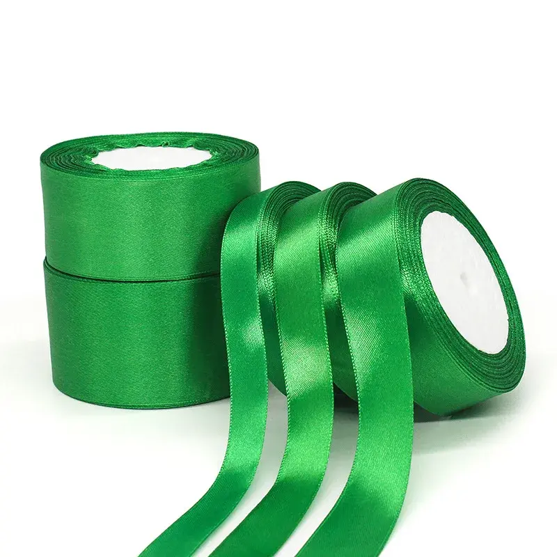 Green Satin Ribbons 1cm 1.5cm 2cm 2.5cm 4cm 5cm DIY Crafts Handmade Wedding Birthday Party Gift Wrapping Tape