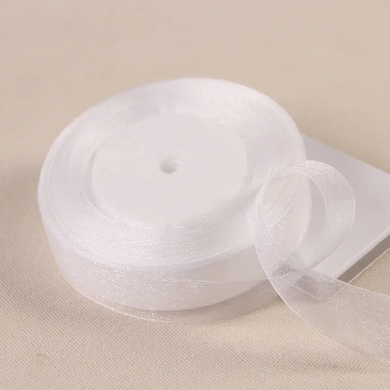 15mm 20mm 25mm 40mm 50mm White Organza Ribbon 45Meters/Roll DIY Crafts Supplies Wedding Decoration Valentine's Day Gift Wrapping