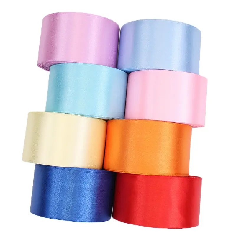 White Pink Beige Blue Purple 5cm Satin Ribbons 22Meters/Roll Wedding Party Decoration Birthday Cake Gift Box Wrapping Ribbons