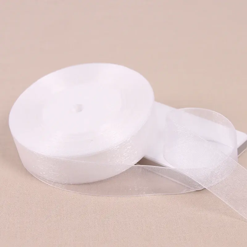 15mm 20mm 25mm 40mm 50mm White Organza Ribbon 45Meters/Roll DIY Crafts Supplies Wedding Decoration Valentine's Day Gift Wrapping
