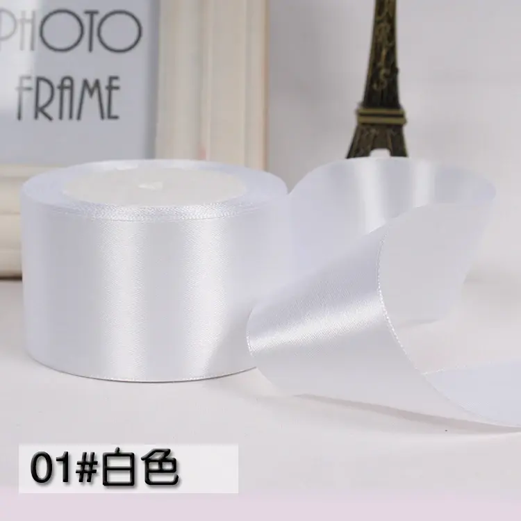 White Pink Beige Blue Purple 5cm Satin Ribbons 22Meters/Roll Wedding Party Decoration Birthday Cake Gift Box Wrapping Ribbons