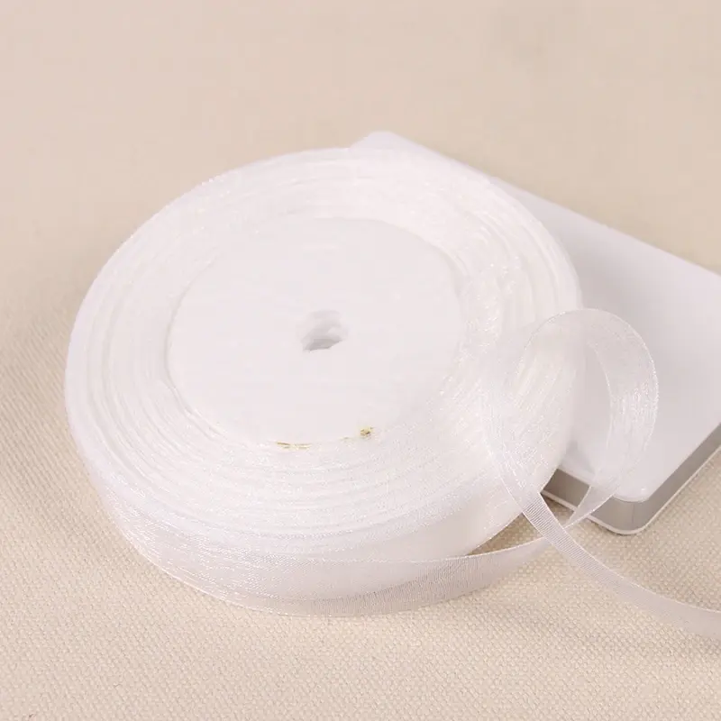 15mm 20mm 25mm 40mm 50mm White Organza Ribbon 45Meters/Roll DIY Crafts Supplies Wedding Decoration Valentine's Day Gift Wrapping