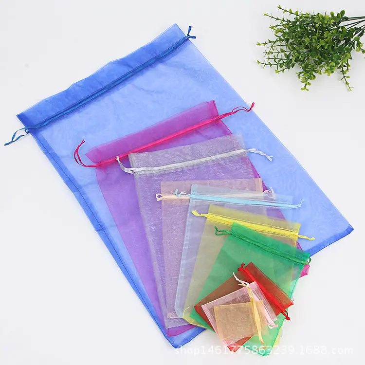 50pcs Chiffon Organza Bags 20x30 25x35 30x40 35x50cm Wedding Birthday Party Candy Chocolate Bags Christmas Gift Box Packing Bags