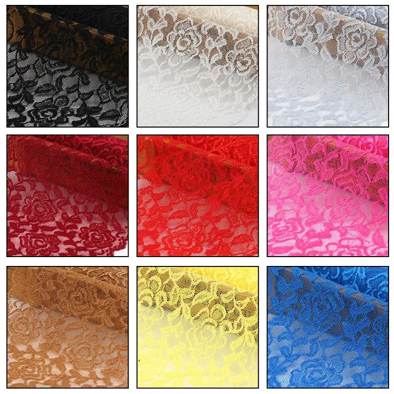 One Meter Hollow Out Floral Embroidered Elastic Lace Ribbon DIY Apparel Sewing Fabric Handmade Crafts Material Spandex Lace Tape