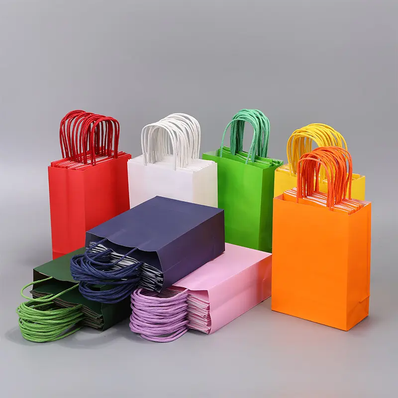 10piece Kraft Paper Gift Bags Candy Colorful Packaging Craft Gifts Wedding Party Decoration Bags White Red Blue Black Pink Navy