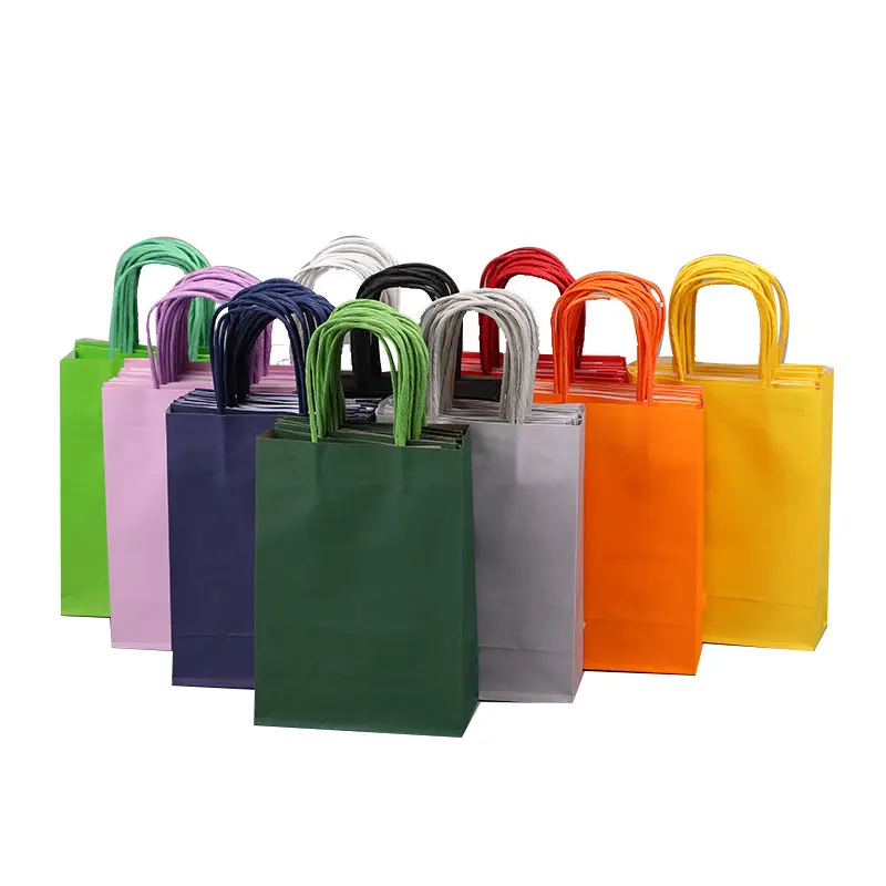 10piece Kraft Paper Gift Bags Candy Colorful Packaging Craft Gifts Wedding Party Decoration Bags White Red Blue Black Pink Navy