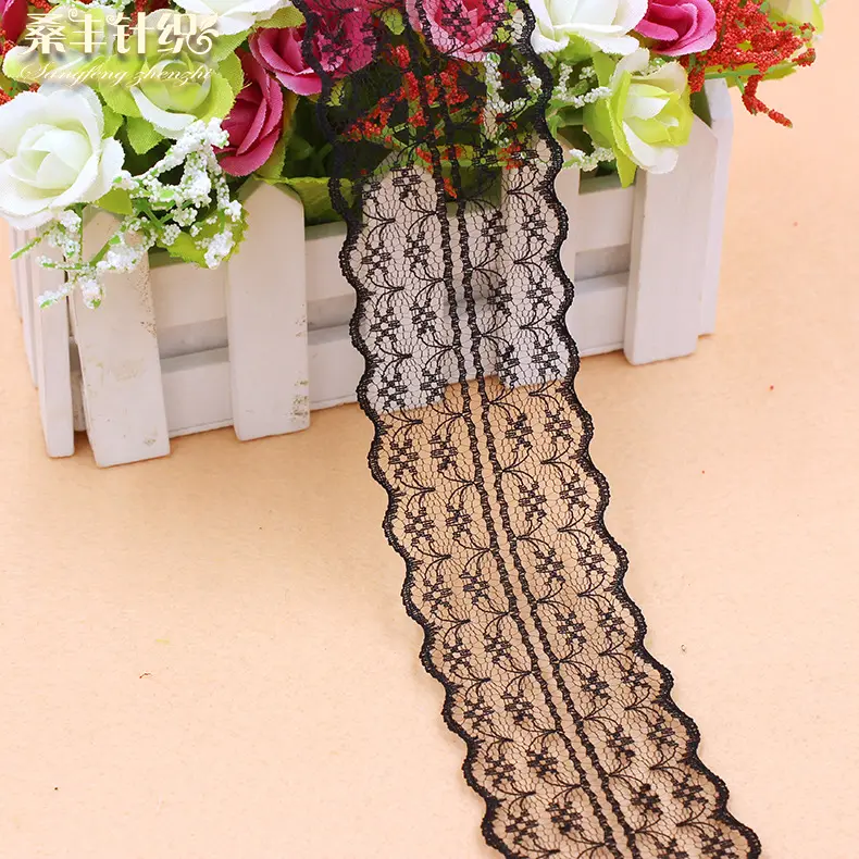 High quality 10 yards Lace Ribbon Tape Width 45mm Trim Fabric DIY Embroidered Net Cord For Sewing Decoration african lace fabric