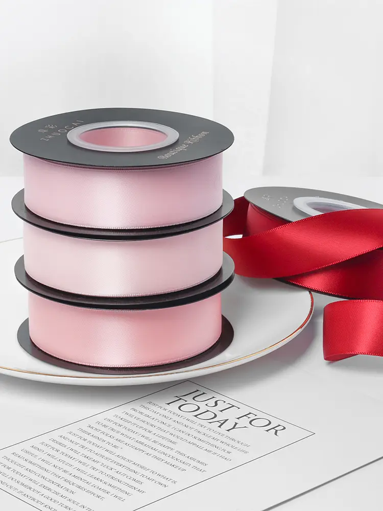2.5cm Double-sided Polyester Satin Ribbon Length 18m Handmade DIY Wedding Party Wrapping Material Ribbon Hair Accessories