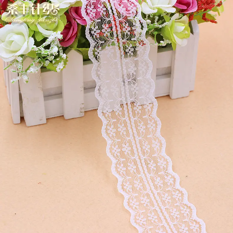 High quality 10 yards Lace Ribbon Tape Width 45mm Trim Fabric DIY Embroidered Net Cord For Sewing Decoration african lace fabric