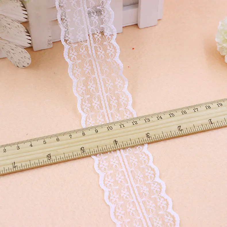 High quality 10 yards Lace Ribbon Tape Width 45mm Trim Fabric DIY Embroidered Net Cord For Sewing Decoration african lace fabric