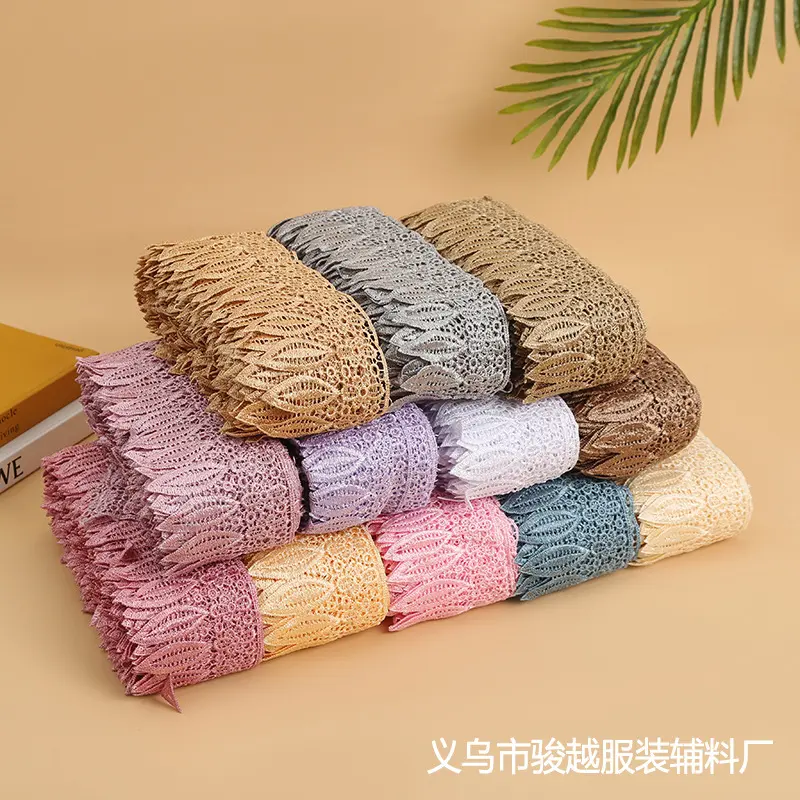 1Meter Hollow Leaf Floral Embroidery Water Soluble Lace Ribbon DIY Apparel Sewing Fabric Handmade Curtain Home Textile Decor