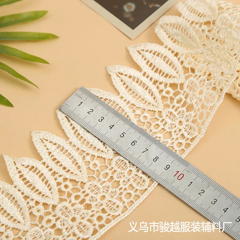1Meter Hollow Leaf Floral Embroidery Water Soluble Lace Ribbon DIY Apparel Sewing Fabric Handmade Curtain Home Textile Decor
