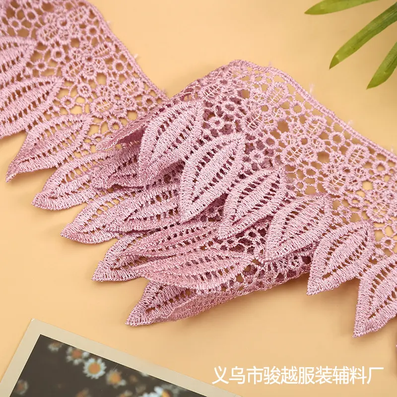 1Meter Hollow Leaf Floral Embroidery Water Soluble Lace Ribbon DIY Apparel Sewing Fabric Handmade Curtain Home Textile Decor