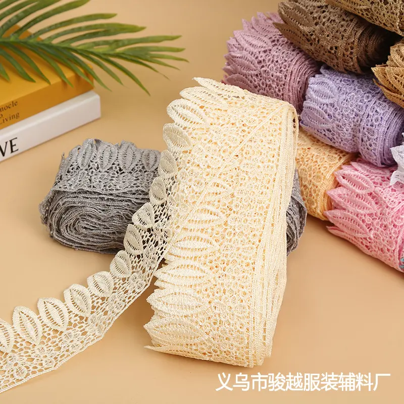1Meter Hollow Leaf Floral Embroidery Water Soluble Lace Ribbon DIY Apparel Sewing Fabric Handmade Curtain Home Textile Decor