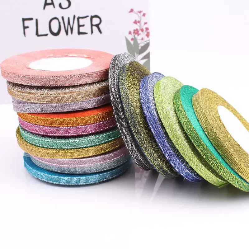 25 yards 6mm Glitter Ribbon Christmas Party Wedding Decoration Gift Wrapping Packaging Ribbons DIY Crafts Handmade Bow Fabric