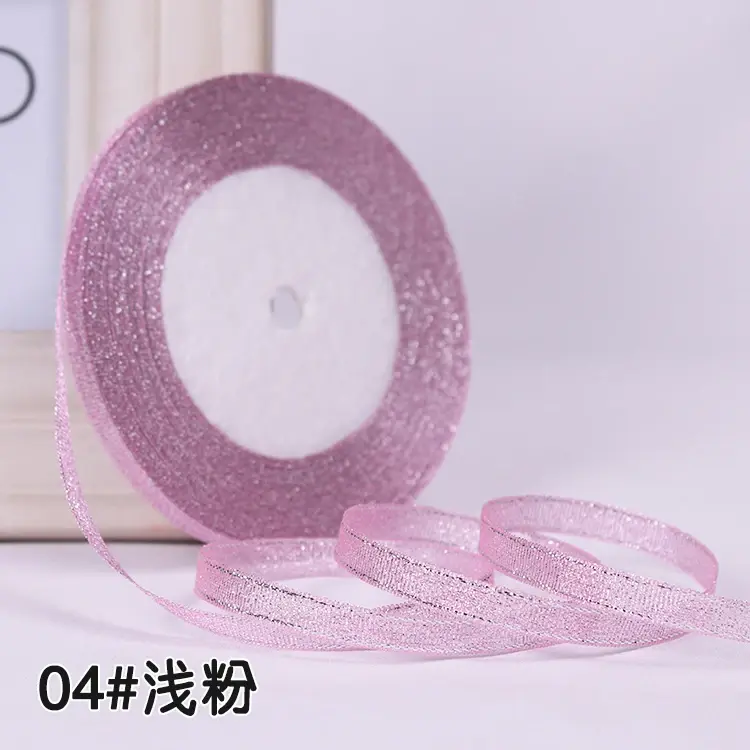 25 yards 6mm Glitter Ribbon Christmas Party Wedding Decoration Gift Wrapping Packaging Ribbons DIY Crafts Handmade Bow Fabric