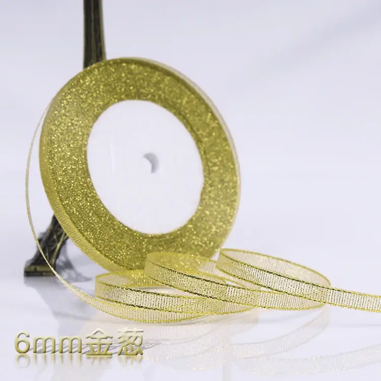 25 yards 6mm Glitter Ribbon Christmas Party Wedding Decoration Gift Wrapping Packaging Ribbons DIY Crafts Handmade Bow Fabric