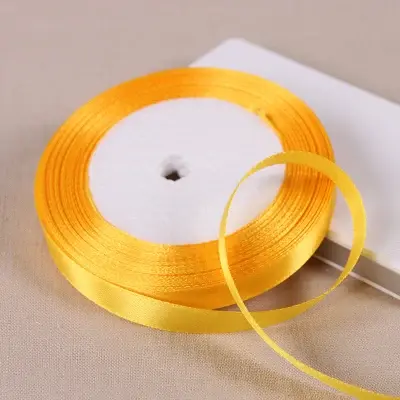 6/10/15/20/25/38/50mm 25yards/roll Gold Yellow Silk Satin Ribbon Wedding Party Decoration Handmade Invitation Card Gift Packing