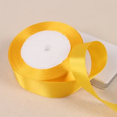 6/10/15/20/25/38/50mm 25yards/roll Gold Yellow Silk Satin Ribbon Wedding Party Decoration Handmade Invitation Card Gift Packing