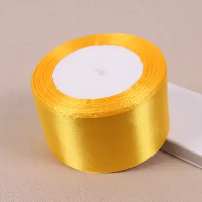 6/10/15/20/25/38/50mm 25yards/roll Gold Yellow Silk Satin Ribbon Wedding Party Decoration Handmade Invitation Card Gift Packing