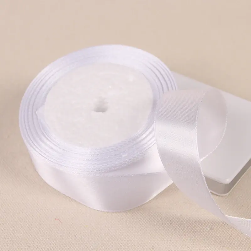6mm 10mm 15mm 20mm 25mm 40mm 50mm White Single Face Satin Ribbons DIY Handmade Crafts Supplies Wedding Decoration Gift Wrapping