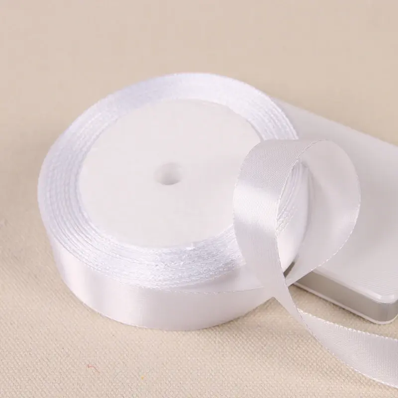 6mm 10mm 15mm 20mm 25mm 40mm 50mm White Single Face Satin Ribbons DIY Handmade Crafts Supplies Wedding Decoration Gift Wrapping