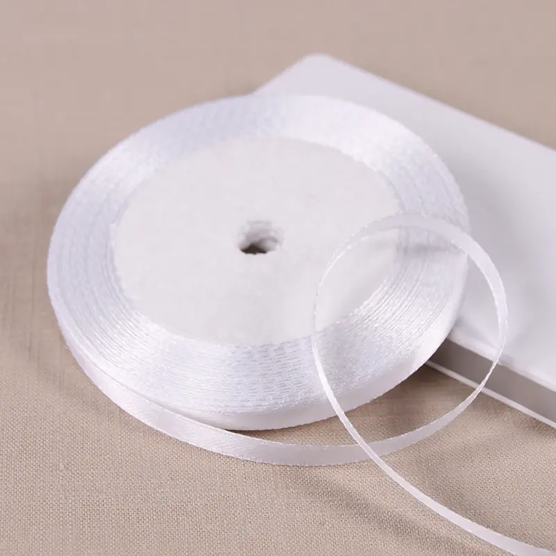 6mm 10mm 15mm 20mm 25mm 40mm 50mm White Single Face Satin Ribbons DIY Handmade Crafts Supplies Wedding Decoration Gift Wrapping