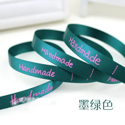 5meters/lot 10mm Printed "Handmade" Grosgrain Ribbon Christmas Ribbons Decorative Gift Packing Wedding Crafts Supplies