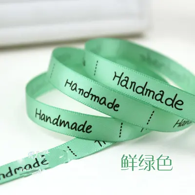 5meters/lot 10mm Printed "Handmade" Grosgrain Ribbon Christmas Ribbons Decorative Gift Packing Wedding Crafts Supplies